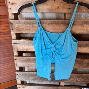 Women's Blue Ruched Top